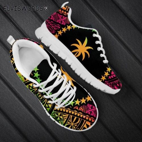 ELVISWORDS Stylish Flag Pattern Breathable Lace-up Hiking Sports Shoes for Ladies Comfortable Woman Sneaker Flats zapatos mujer
