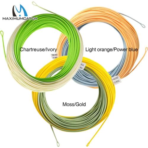 Maximumcatch 100FT 3wt - 8wt Double Color Fly Line WF Floating With Two Welded Loops