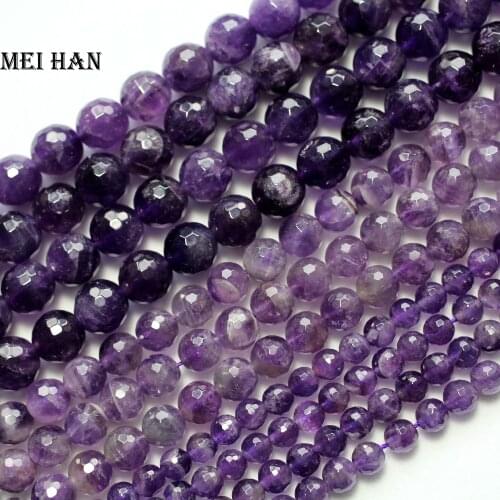 Meihan Meihan Free shipping natural 6mm,8mm,10mm Amethyst faceted round loose beads for jewelry making design or gift
