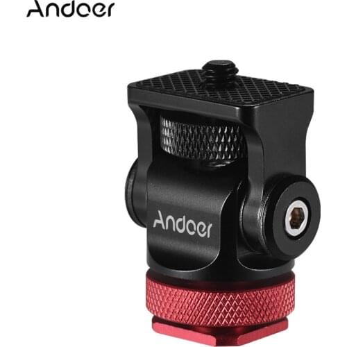 Andoer Mini Ball Head Ballhead Hot Flash Shoe Mount Adapter 1/4" Screw for DSLR Camera Microphone LED Video Light Monitor Tripod