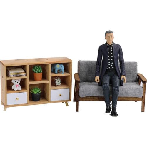 1/12 Dollhouse Miniature Handcraft Wood Lattice Cabinet Storage for Living Room Bedroom Furniture Life Scene Decorative Toys