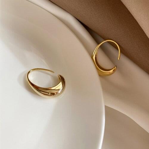 Fashion Stud Earrings for Women French Trendy Gold Plated C Shape Earring Bride Jewelry Prevent Allergy