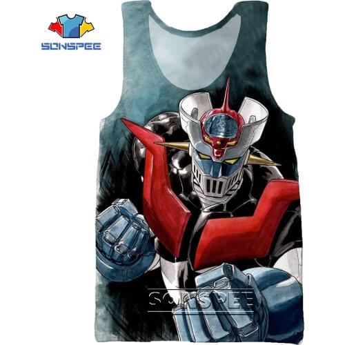 SONSPEE 3D Print Manga Mazinger Z Mens Tank Tops Casual Fitness Bodybuilding Sea Gym Muscle Men Sleeveless Vest Shirt Clothing