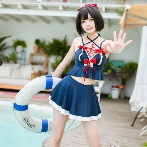 Summer New Cute Bow High Waisted Bikini Bathing Suits Kawai Ruffle Sleepwear for Women Sweet Two Piece Sleep Tops Sling Swimsuit