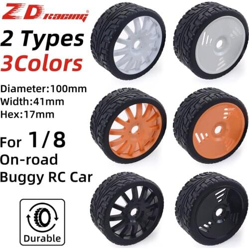 ZD Racing 100mm Rubber Tyres Wheels 17mm Hex for Redcat HSP HPI Kyosho Hobao Team Losi Carson 1/8 Buggy On-road Car