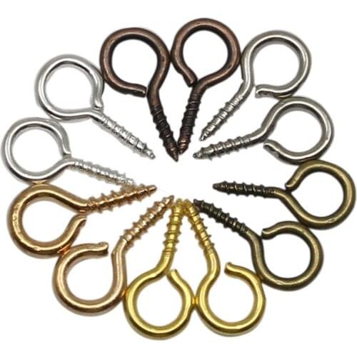 200pcs/lot 4*8 5*10 Screw Eye Pins For Pendant Iron Screw Eye Hooks Clasps Fit Drilled Beads DIY Jewelry Findings Making Supplie