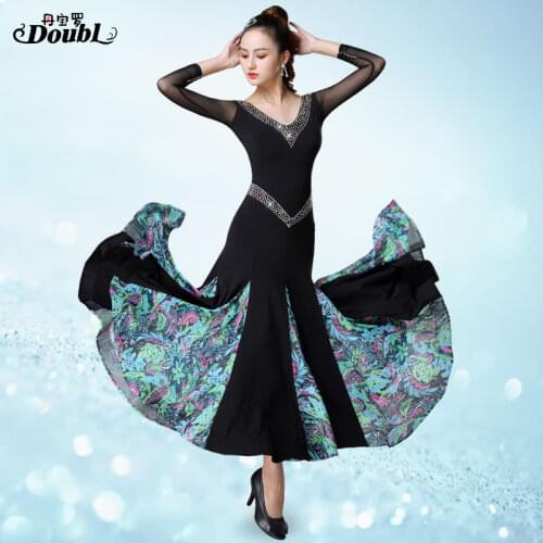 Doubl Modern Dress High Quality Ballroom Dress Long Sleeve Fashion Competition Standard Performance Pracitise Profession Stage