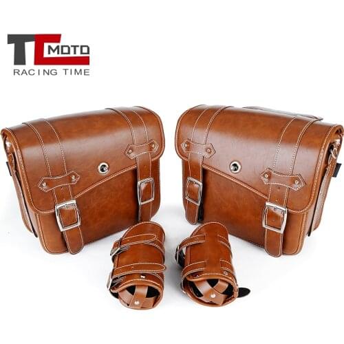 New Motorcycle Synthetic Leather Saddle Bag Luggage Brown Side Tool Bag for Harley Sportster for Honda Suzuki Kawasaki Yamaha