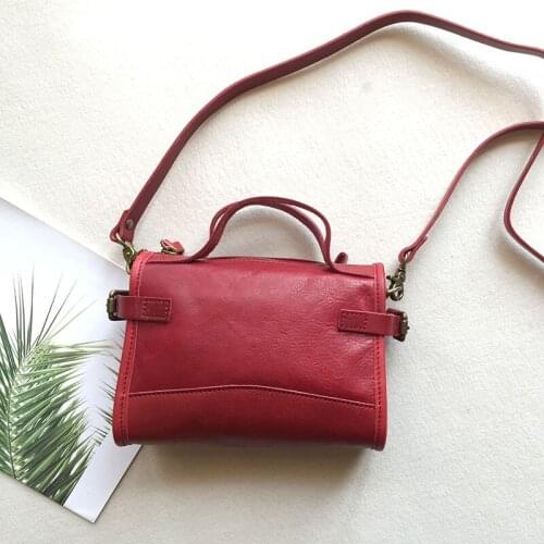 Genuine leather handbag retro mini bag first layer cowhide shoulder diagonal bag