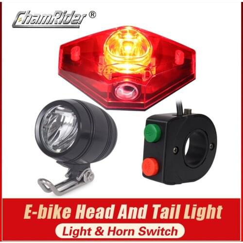 Ebike Flashlight Bicycle Light Electric Bike Lantern Horn Set Rear LED Light 6V 12V 24V 36V 48V 60V 72V Bafang Ebike Accessories