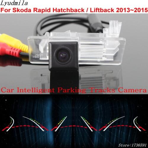 Lyudmila Car Intelligent Parking Tracks Camera FOR Skoda Rapid Hatchback / Liftback 2013~2015 Reverse Camera Rear View Camera