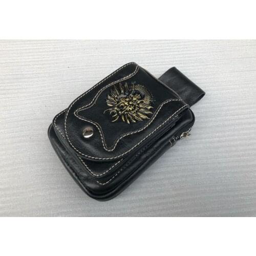 Universal Motorcycle Really Leather Side Bag Tool Luggage Saddlebag Storage Cafe Racer Old School Bobber Touring Street Bike