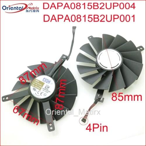 DAPA0815B2UP001 DAPA0815B2UP004 12V 0.6A 85mm GPU Fan For NVIDIA RTX 2070 RTX2080 RTX2080ti Graphics Card Cooling Fan