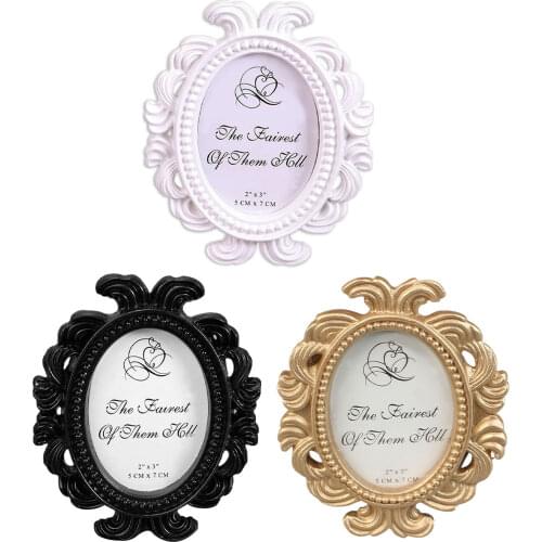 Vintage Photo Frame Baroque Oval Picture Frame Classic Small Photo Display Holder For Wall Tabletop Home Desktop Decoration