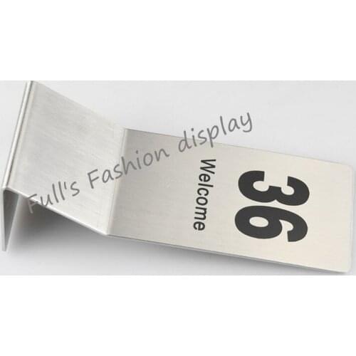 High quality Double-Sides stainless steel Restaurant table number cards Digital Card seat card desk card display holder 20pcs