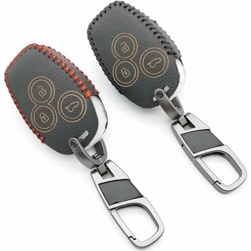 High Quality Car Leather Key Cover for Renault Clio landscape Megane Sandero 3 Bttons Remote Control Dust Collector Car Keys Accessories