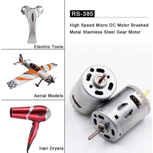 12V RS-385 High Speed Micro DC Motor Brushed Metal Stainless Steel Gear Motor 9800 RPM Rated power 3.6 W