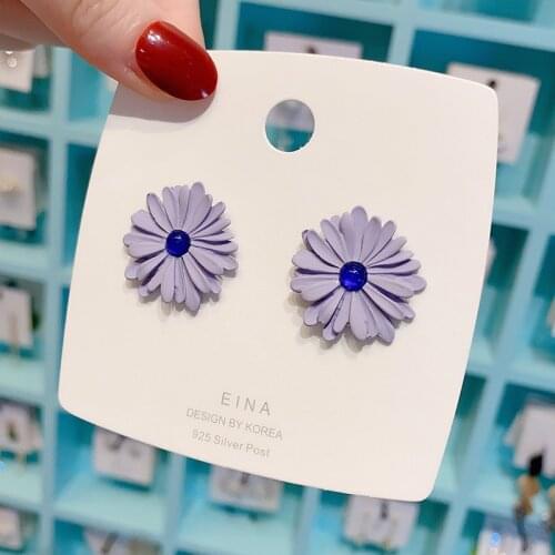XIYANIKE Purple Flower Arcylic Stud Earrings Trendy Cute Simple Earrings Brincos 2021 For Women Gift Fashion Party Jewelry