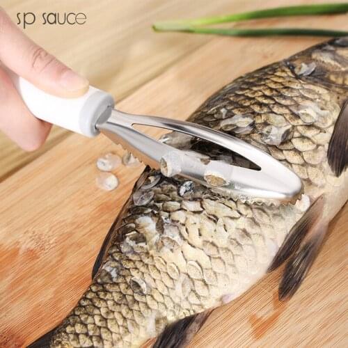 Japan Stainless Steel Cleaning Fish Scale Skin Scraper Peeler Remover Knife Scaler Brush Seafood Tools Kitchen Accessories