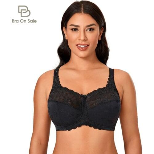 Womens Wireless Lace Bra Plus Size Sexy Unlined Full Coverage Mesh Comfort