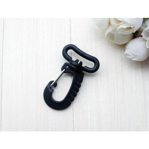 100pcs/lot 1" Webbing Plastic Swivel Snap Hook For Keychain Backpack Buckle Belt Strap Black