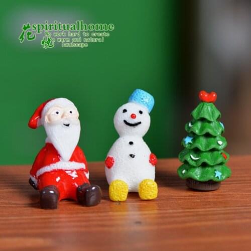 1pc Christmas Miniature Santa Claus Tree Snowman Gift Train Terrarium Figurines Fairy Garden Decor Snow Landscape Model