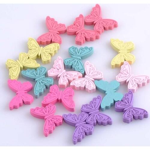 100pcs Mixed Butterfly Pattern Wooden Spacer Beads For Jewelry making DIY 24x18mm MT1421