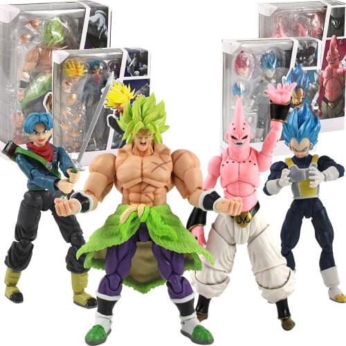 14-22cm Dragon Ball Z DBZ Anime Trunks Broly Thin Buu Vegeta Movable SHF PVC Action Figure Model Toys Kids Gif Brinquedost