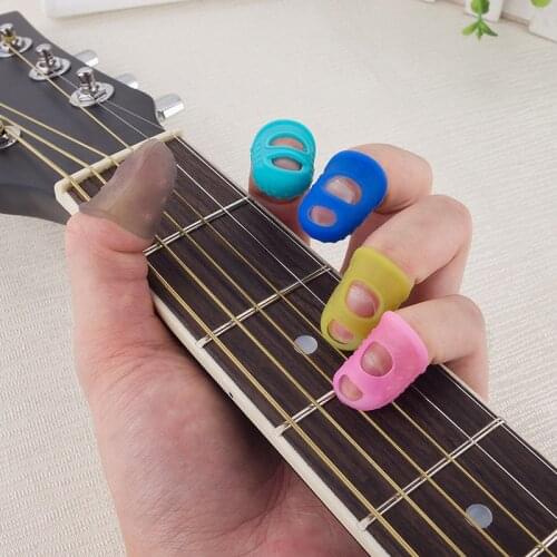 4Pcs/Set Silicone Finger Guards Guitar Fingertip Protectors for Ukulele Guitar