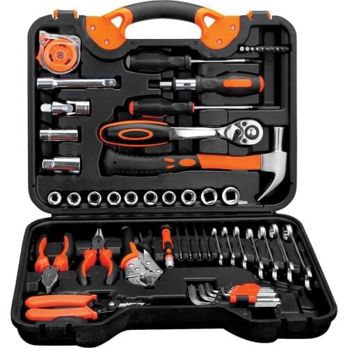 55pcs Multifunction Hand Tools Set Car Repair Tool Kit Ratchet Torque Socket Wrench Spanners Screwdriver Pliers Hammer with Box