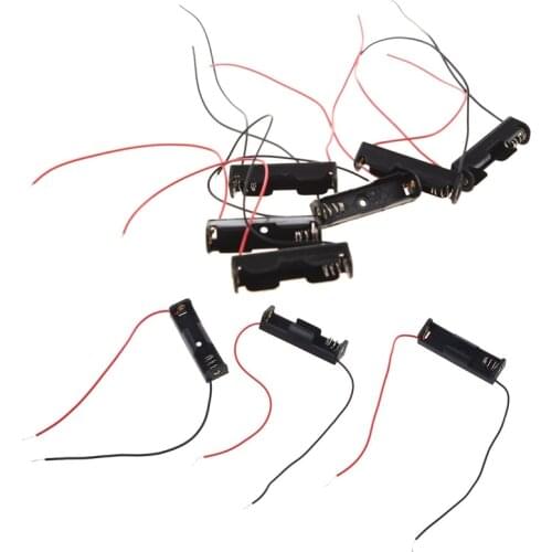 6Pcs Wired Connector 1.5V AAA Battery Holder Plastic Case Storage Box Black & 3 Pcs Single Side 1 x 1.5V AA Battery Open Holder