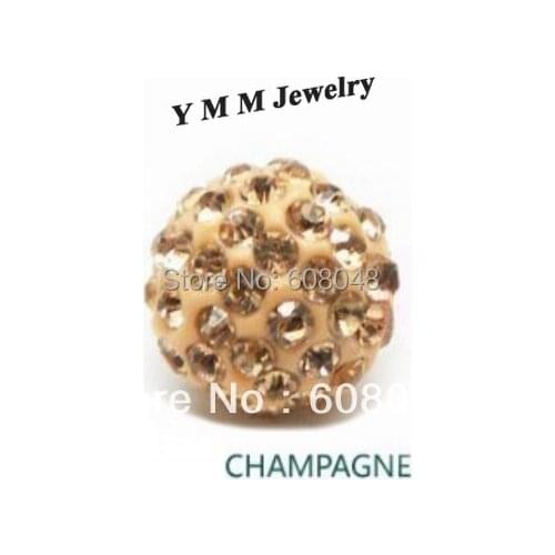 Free Shipping 24PCS Champagne Bead Disco Crystal Ball Bead 10mm