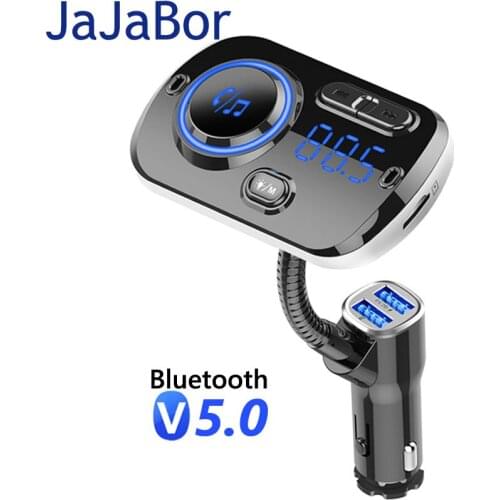JaJaBor FM Transmitter Wireless A2DP MP3 Audio Music Player Bluetooth 5.0 Car Kit Handsfree Dual USB 3.1A QC3.0 Quick Charge