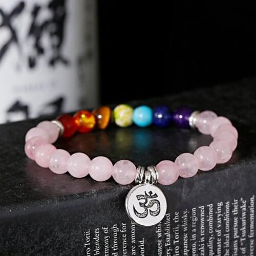 Handmade Ethnic Lotus Ohm Buddha Beads Bracelet Pink Stone Lotus Charm Wood Bracelet For Women Men Yoga Jewelry Gifts