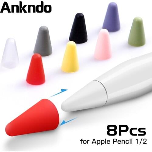 ANKNDO 8pcs Silicone Replacement Pencil Tip Case Nib Protective Cover Skin for Apple Pencil 1st 2nd Touchscreen Stylus Pen Case