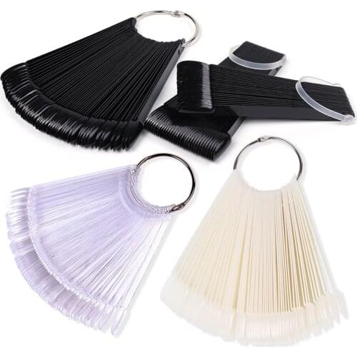 1set Color Card False Nail Tips Nail Art Display Oval Fan Style Nail Swatch Polish Stand Tips Practice Manicure Tools