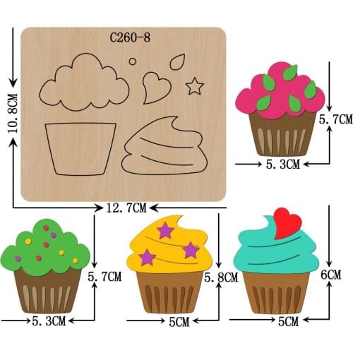 New Cake, ice cream Wooden die Scrapbooking C-260-8 Cutting Dies for common die cutting machines on the market