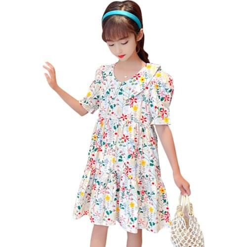 Girl Dress Floral Party Dress For Kids Girl Casual Style Child Dress Summer Costume For Girls 6 8 10 12 14