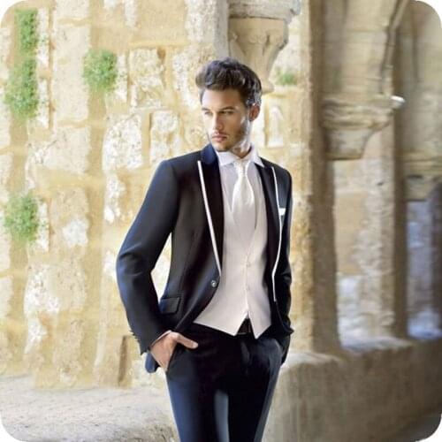 Italian Men Suits Wedding Groom Tuxedo Tailored Man Suit Slim Fit Terno Masculino 3Piece Jacket Pant Vest Vintage Costume Homme
