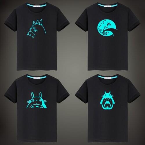 Japanese Anime となりのトトロ TOTORO Fluorescent Luminous Children T-Shirt Summer Boy Girl T-Shirt Tops Tees Cotton Baby Clothing