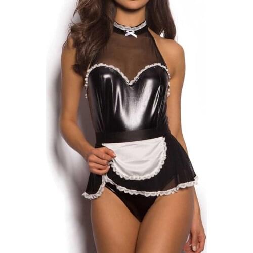 Leather Sexy Backless Lingerie Maid Cosplay Game Uniform Cute Princess Nightdress Temptation Sexy Demon Halloween Costumes