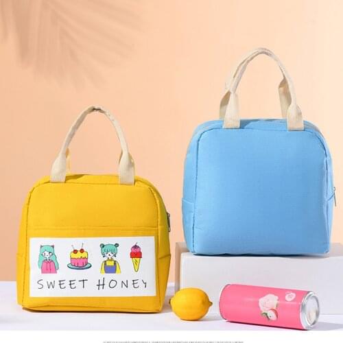 Lightweight Lunch Bag Fashion Cartoon Insulated Bag Foldable Waterproof Thermal Handbag Bento Pouch Dinner Food Container