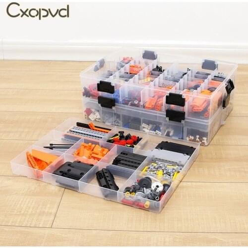 Multi-Layer Building Blocks Lego Toys Large Capacity Hand Kids Storage Case Clear Plastic Storage Box Can Adjust Box