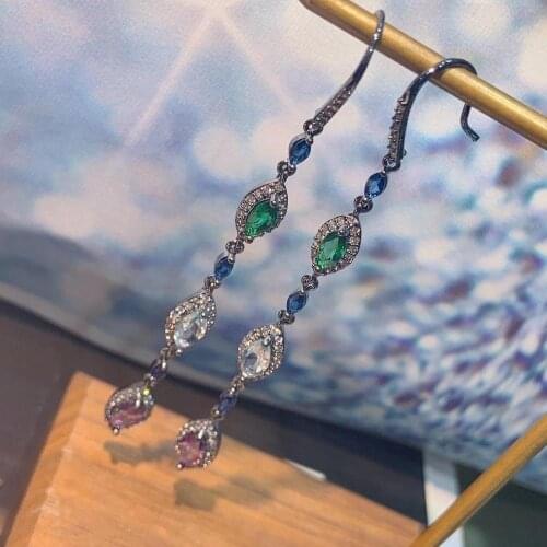 Trendy Luxury Mariquesa shaped dangle Earrings For Women Wedding Cubic Zircon CZ Dubai Bridal Earring Bohemia Hot E9547