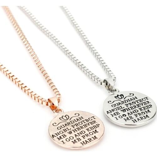 MQCHUN 2018 New Design Guardian Angel Protect Me Letter Pendant Necklace for Women Men Friendship Jewelry-30