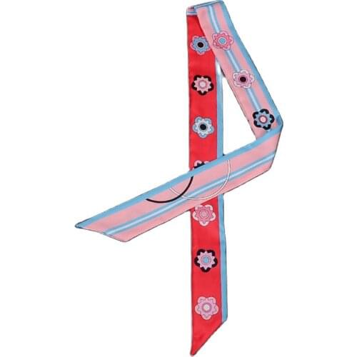 The new 115 lengthened printed small silk scarf women luxury variety tie bag handle ribbon ladies scarves headscarves headband