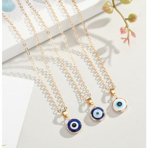 New Eyeball Turkish Evil Eye Pendant Necklace Choker For Women Gold Color Clavicle Chain Neck Accessory Lucky Friendship Jewelry