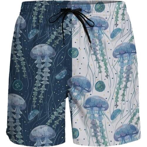 Casual Shorts Marine Style Jellyfish Short Pants Breathable Quick Dry Beach Pants Running Sports Shorts Men Board Shorts