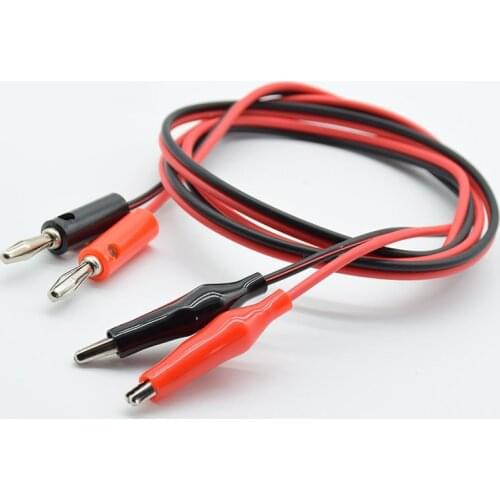 4mm Injection Banana Plug To Shrouded Copper Electrical Clamp Alligator Clip Test Cable Leads 1M For Testing Probe