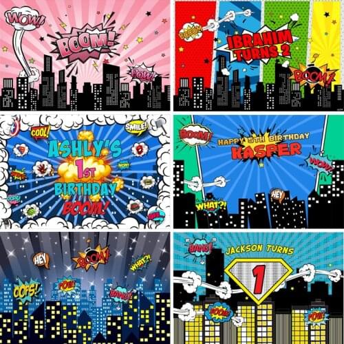 Superhero City Building Super Hero Baby Shower Birthday Party Backdrop Photography Background For Photo Studio Photophone Custom